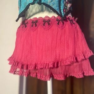 Hot Pink Laced Mini Skirt